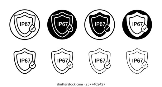 IP67 waterproof icon Vector logo set flat