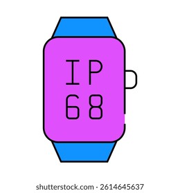 ip68 smart watch waterproof protection line icon vector. ip68 smart watch waterproof protection sign. isolated symbol illustration