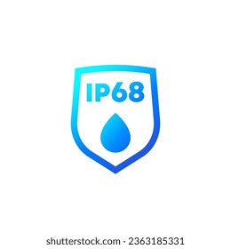 ip68 estándar, icono impermeable con un escudo