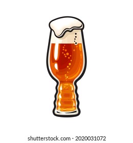 IPA beer glass. India Pale Ale glass. Hand drawn vector illustration isolated on white background.