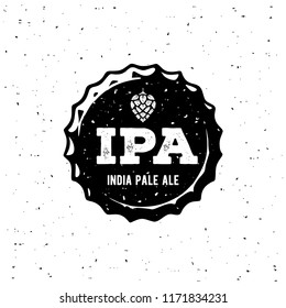 IPA or India Pale Ale Badge or Label. Craft beer with hops head. Vector Illustration.