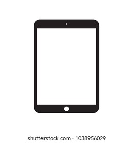 iPad Apple Tablet Vector Flat Icon  Black  Color Style Screen with touch. white background. stock. vector