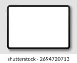 Ipad pro blank screen realistic tablet frame, rotated position top view. Layout mockup of tablet template for infographics or presentation