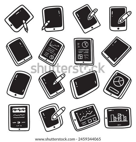 iPad tablet outline cartoon cute set