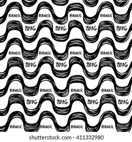 Ipanema beach, hand drawn pattern set. Vector illustration. Brazil, Rio style pattern. Ipanema, Brazil, Rio pattern. 2016 year. Wave pattern.