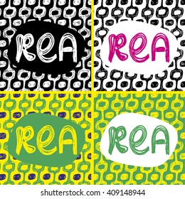 Ipanema beach pattern sale set. Vector illustration. "Rea" word in swedish language is sale.  Ipanema, Brazil, Rio pattern.