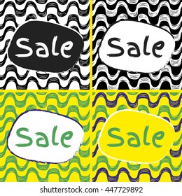 Ipanema beach pattern sale set. Vector illustration. Brazil style sale set of banners.
