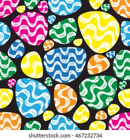 Ipanema beach pattern set. Vector illustration. Brasil style pattern. Oval shape. Wave pattern.