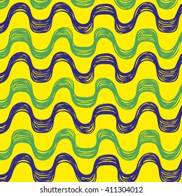 Ipanema beach pattern. Vector illustration. Brazil, Rio style pattern. Hand drawn.  Ipanema, Brazil, Rio pattern. Wave pattern.