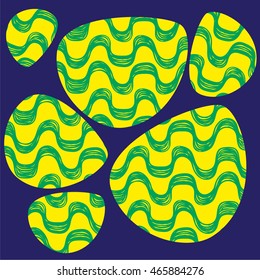 Ipanema beach pattern. Vector illustration. Hand drawn. Wave pattern. Oval shape. Brazil, rio style pattern.
