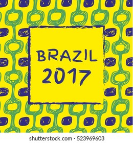 Ipanema beach pattern. Vector illustration. Brasil style pattern. Brazil 2017. Happy new year.