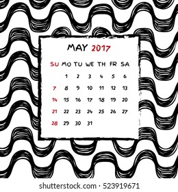 Ipanema pattern calendar of 2017 year. New year, brazilian style, vector calendar