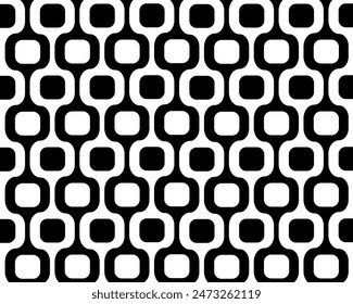 Ipanema sidewalk background. Famous beach boardwalk in Rio de Janeiro. Repeating black and white geometric texture with optical illusion. Brasilian symbol. Vector graphic illustration.