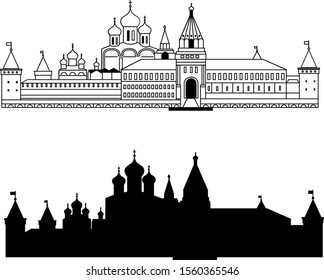 Ipatiev Monastery in the city of Kostroma. Vector image