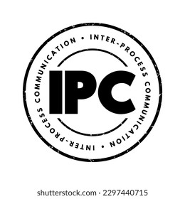 IPC Inter-Process Communication - refers specifically to the mechanisms an operating system provides to allow the processes to manage shared data, acronym text concept stamp