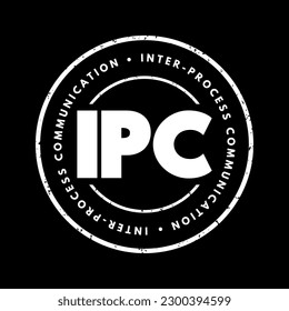 IPC Inter-Process Communication - refers specifically to the mechanisms an operating system provides to allow the processes to manage shared data, acronym text concept stamp