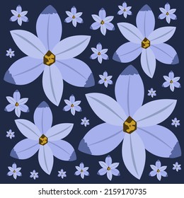 Ipheion uniflorum flor fondo vectorial plano. Cute ipheion uniflorum flores caricatura fondo vectorial para diseño gráfico, ilustración y elemento decorativo