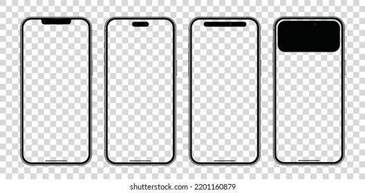 IPhone 14 Mockup Set  Of Ios 16 Template On Transparent Background , Mock Up Isolate Screen Iphone  Pro Max Vector For Infographic Web Site Design App Advertise : Bangkok, Thailand - Sep 14 , 2022