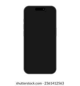 iphone 15 mockup isolated vector illustration on white background. mobile phone or cell phone cut out template. 