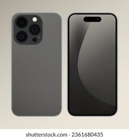 iPhone 15 Titanium. Realistic Gray Smartphone Mockup. Vector Illustration svg