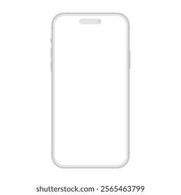 iPhone 16 Pro Max mobile phone clay smartphone gray color device mockup template isolated vector illustration