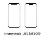 iPhone 16 pro max and iphone x modern mobile phone mockup with buttons set. Smartphone devices with blank screen template for showcase and presentation design. Vector illustration