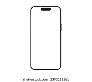 Iphone 17 pro max martphone model on white background isolated. 3D mobile phone with empty screens. Smartphone mockup front view white screen