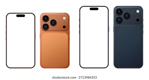 Smartphone-Modelle. Vorderansicht des Telefonmodellbildschirms