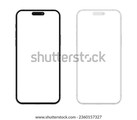 iPhone 17 Pro or Pro Max. Mockup screen front view iphone with white screen. Smartphone mockup with blank white screen, detailed mobile phone mockup, black and white models smartphone front view