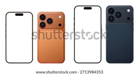 iPhone 17 Pro and iPhone 17 Pro Max mockup. Iphone mockup screen front view