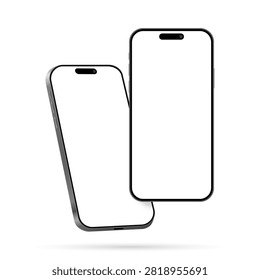 iPhone 17 Pro Max Realistic Smartphone Devices Mockup Template for Advertisement and Product Promotion. 3D Gray Mobile Phone in Front View Vector Illustration