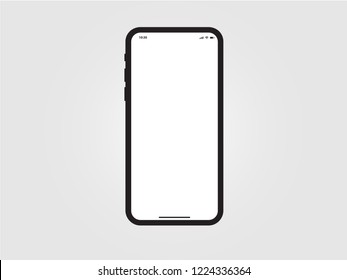 IPhone Black Mobile Mockup Template Vector Outline Smartphone Device App Similar To Samsung Google Pixel Huawei On Grey Background