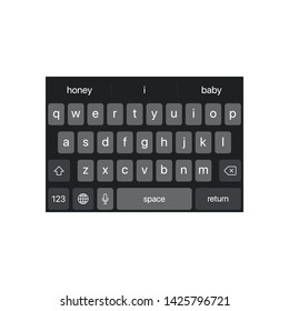 Iphone Keyboard. Dark Alphabet Buttons. Keypad Symbol Modern Simple Vector Icon