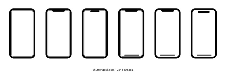  iphone mockup set. Smartphone mockup blank screen isolated on white background. mobile phone mockup front view. vector illustration
