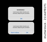 Iphone Notification Boxes Template. Smartphone Warning or Message Interface. Vector illustration. Android. Smartphone