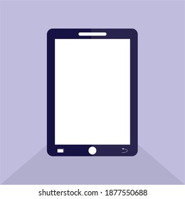 iPhone tablet vector element with shadow or buttons. Tablet flat design vector illustration.