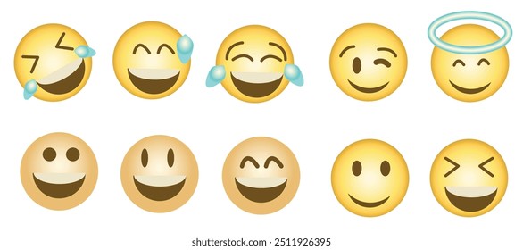 iPhone WhatsApp Emojis, Emoticons de alta qualidade isolados no fundo branco, Coração Emoji Set, Mídia social Emojis, Amarelo simples vetor, Impresso em papel, Ícone para design de site, Aplicativo móvel
