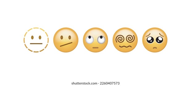 Iphone Whatsapp Emojis. Isolated on white background. Emoticons symbol modern, simple, vector, printed on paper. icon for website design, mobile app, and UI. Vector Illustration