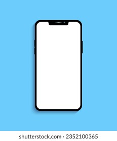 Modelación de pantalla blanca en blanco para iPhone X en el fondo del color azul