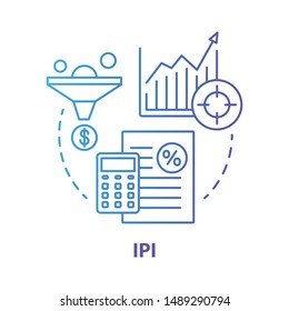 IPI blue concept icon. Industrial production index idea thin line illustration. Economic manufacture indicator. Manufacturing output measurement. Vector isolated outline drawing. Editable stroke