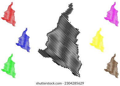 Ipiau municipality (Bahia state, Municipalities of Brazil, Federative Republic of Brazil) map vector illustration, scribble sketch Ipiaú map