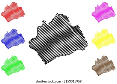 Ipira municipality (Bahia state, Municipalities of Brazil, Federative Republic of Brazil) map vector illustration, scribble sketch Ipira map