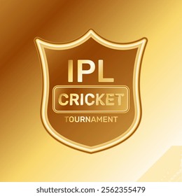 ipl cricket tournament golden badge design on golden background