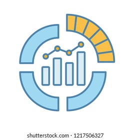 IPO color icon. Initial public offering. Stock market launch. Market analysis chart. Business analytics. Statistics and infographics. Isolated vector illustration