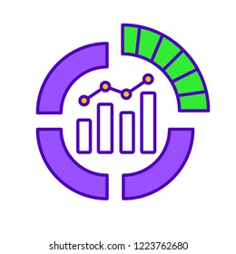 IPO color icon. Initial public offering. Stock market launch. Market analysis chart. Business analytics. Statistics and infographics. Isolated vector illustration