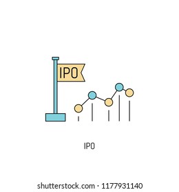 IPO colorful line icon. Simple Icon illustration.  IPO Line Icon Useful For Web, Mobile, Software & Apps. Eps-10.