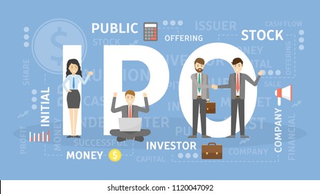 IPO concept illustration. Idea of initial public offer.