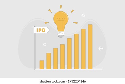 IPO concept. Initial Public Offering. Vector color line art illustration.