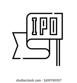 Ipo flag line icon, concept sign, outline vector illustration, linear symbol.