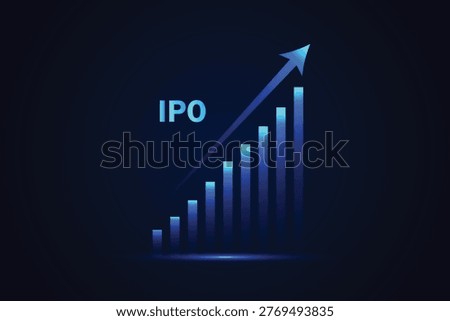 IPO Growth Chart with Rising Arrow and Stock Market Investment Success Concept